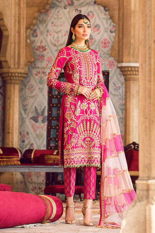 Latest designer embroidered grip dress in lavish pink color # P2441