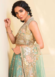 Close up of Indian Green Lehenga