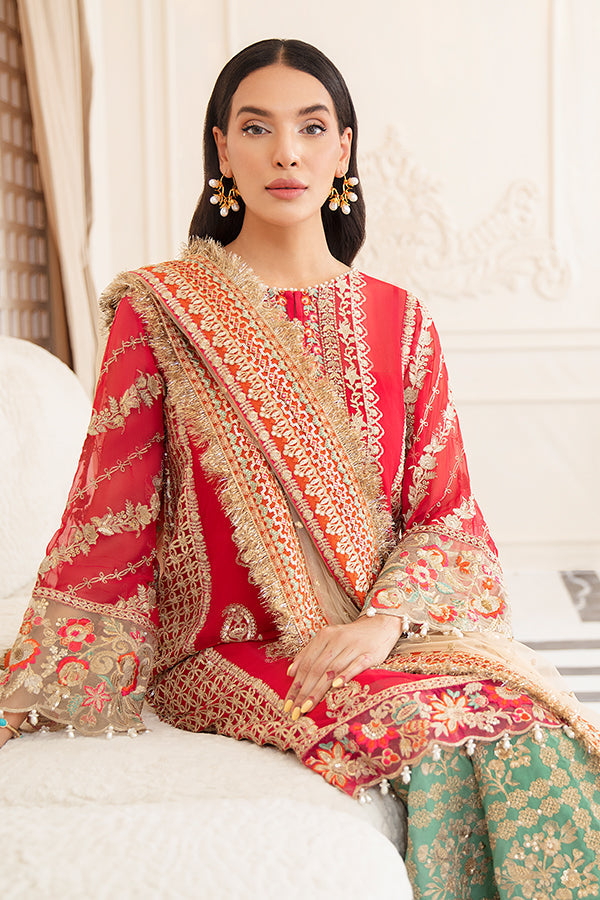 Hand Embellished Pakistani Kameez Salwar Suit in Shocking Pink Color 2023