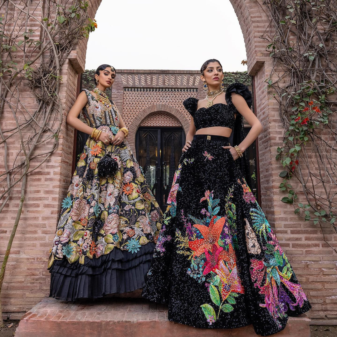 Heavily Embellished Black Frock Lehenga 