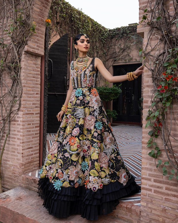 Heavily Embellished Black Frock Lehenga Dress 2022