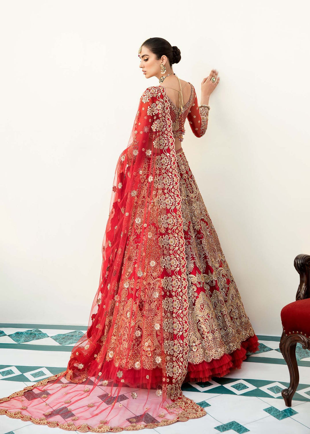 Heavily Embellished Designer Lehenga Choli in Red Golden 2022
