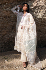 Heavily Embellished Sana Safinaz Net White Kameez Salwar