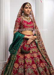 Heavily Embroidered Red Lehenga Bridal Attire
