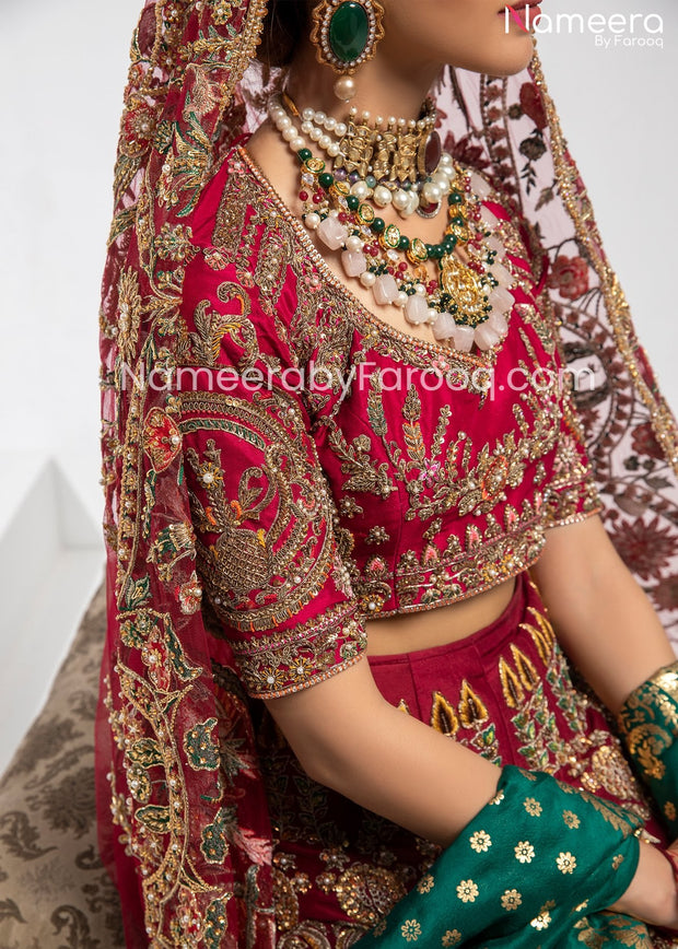 Heavily Embroidered Red Lehenga Bridal 2021