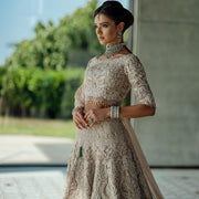 Heavy Bridal Grey Lehenga Choli Walima Dress 2022