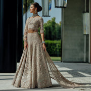 Heavy Bridal Grey Lehenga Choli Walima Dress 
