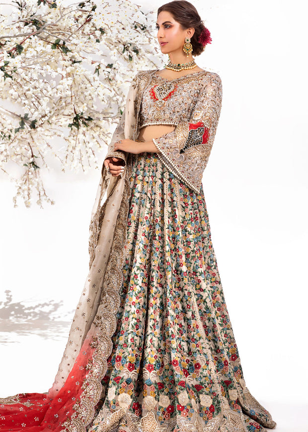 Heavy Bridal Lehnga Choli in Silver Color