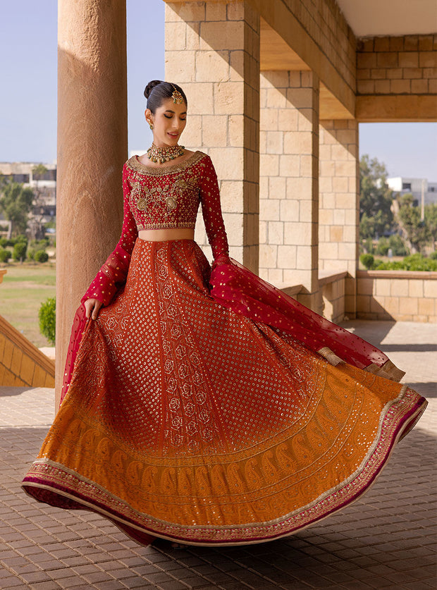 Heavy Bridal Red and Gold Lehnga Cholis 
