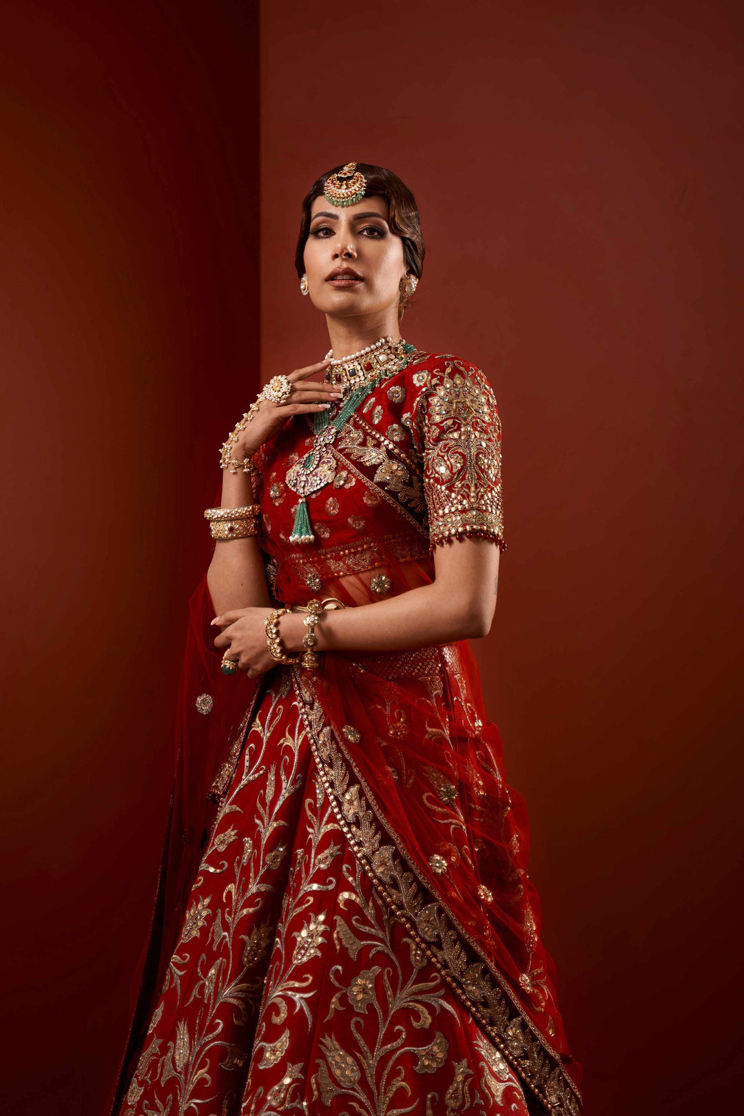 Heavy Bridal Red and Golden Lehenga Choli 