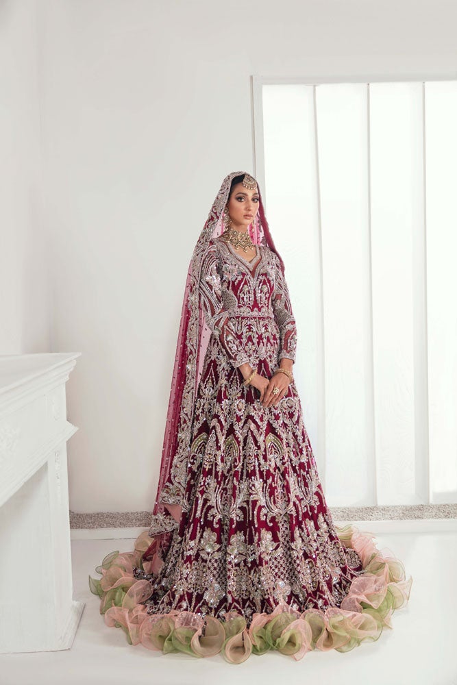 Heavy Designer Indian Red Bridal Lehenga Gown 