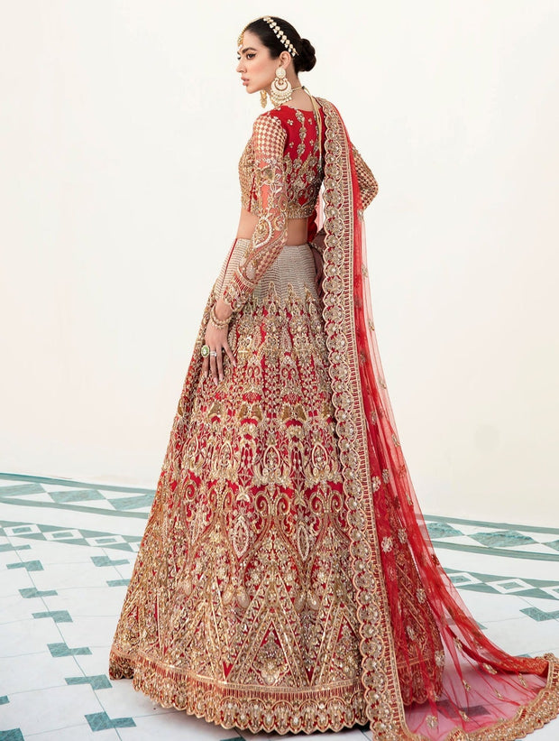 Heavy Designer Red Golden Lehenga Choli for Bridal Wear 2022