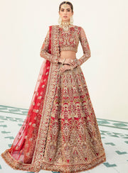 Heavy Designer Red Golden Lehenga Choli for Bridal Wear