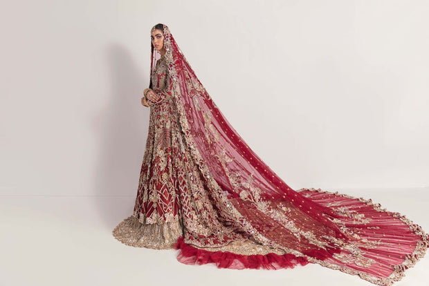 Heavy Designer Red Indian Bridal Lehenga Gown #BN1126