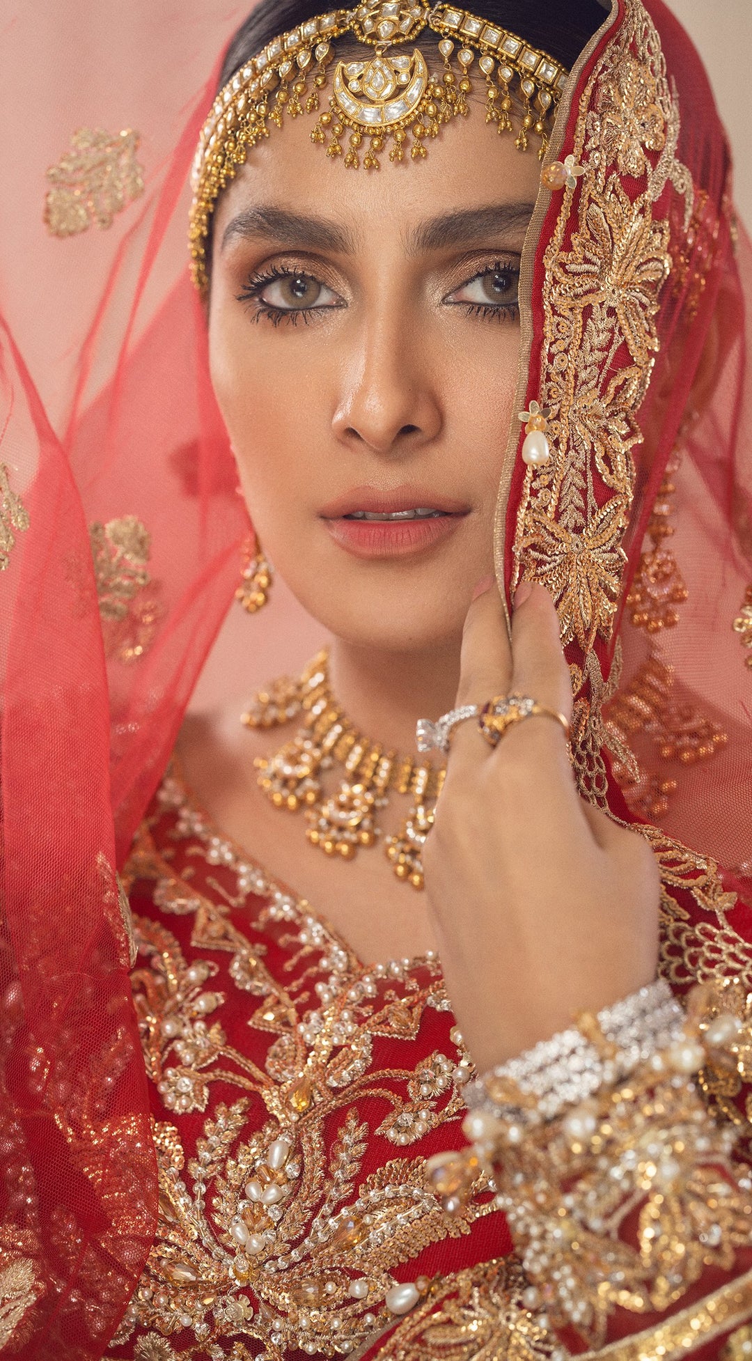 Heavy Dulhan Lehenga Chunni Gown Bridal Dress for Reception Nameera by Farooq