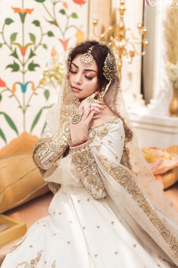Heavy Embellished Pakistani White Mehndi Frock 2022