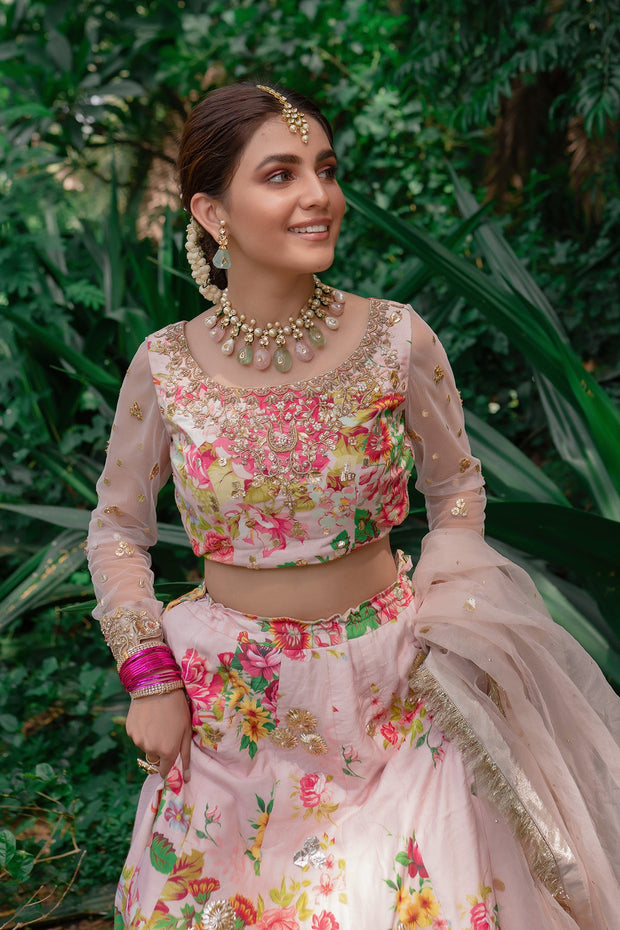 Heavy Floral Pink Lehenga Choli for Indian Bridal Wear 2022