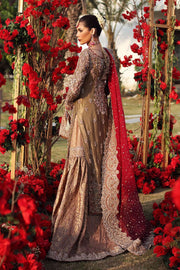 Heavy Golden Long Kameez Lehenga for Indian Bridal Wear 2022