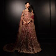 Heavy Indian Golden Red Lehenga Bridal Attire 2022