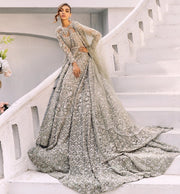 Heavy Long Tail Grey Lehenga Gown