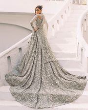 Heavy Long Tail Grey Lehenga Gown for Indian Bridal Wear 2022