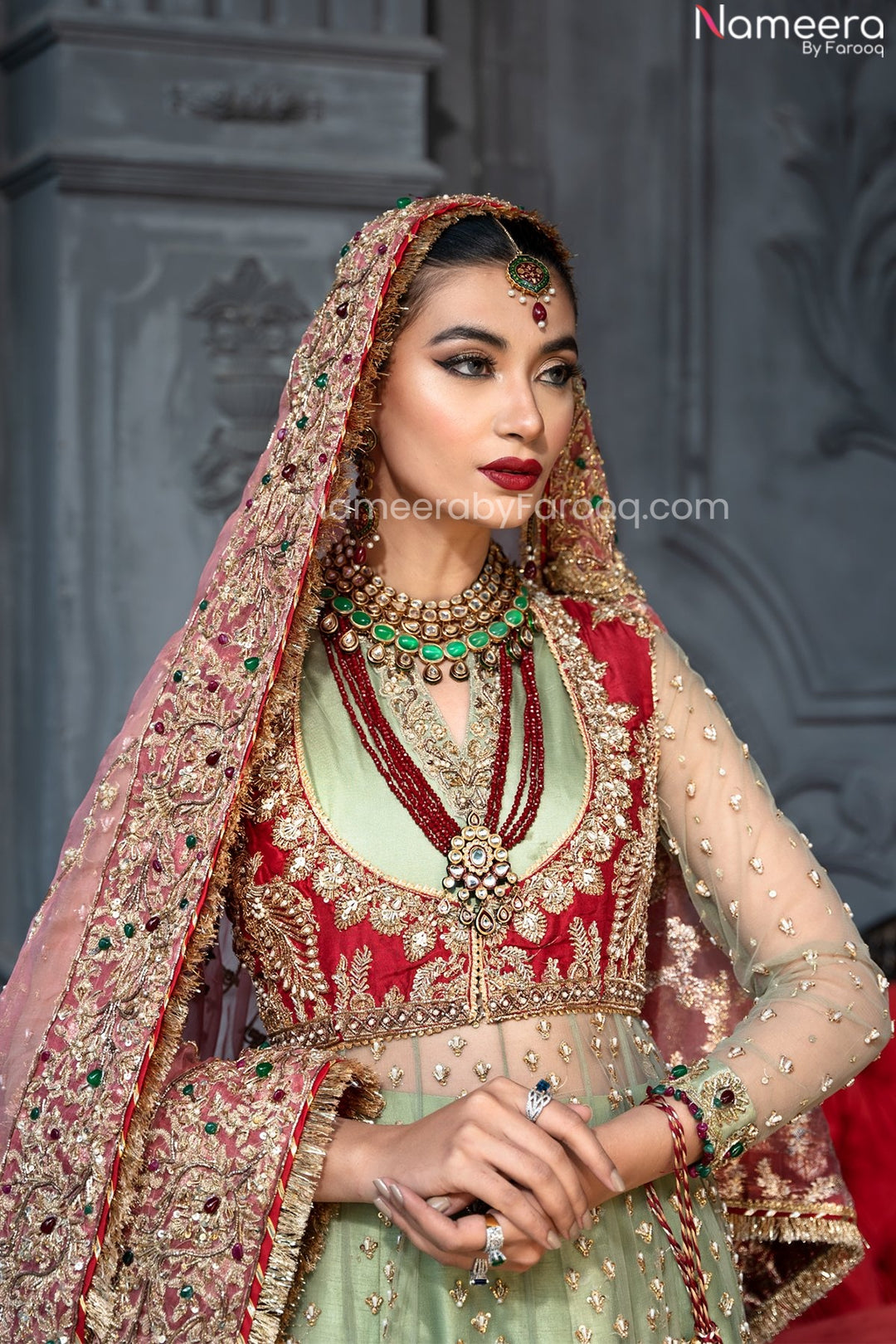 Heavy Mint Green Walima Dress 