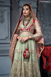 Heavy Mint Green Walima Dress for Bridal Wear 2022