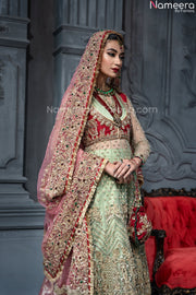 Heavy Mint Green Walima Dress for Bridal