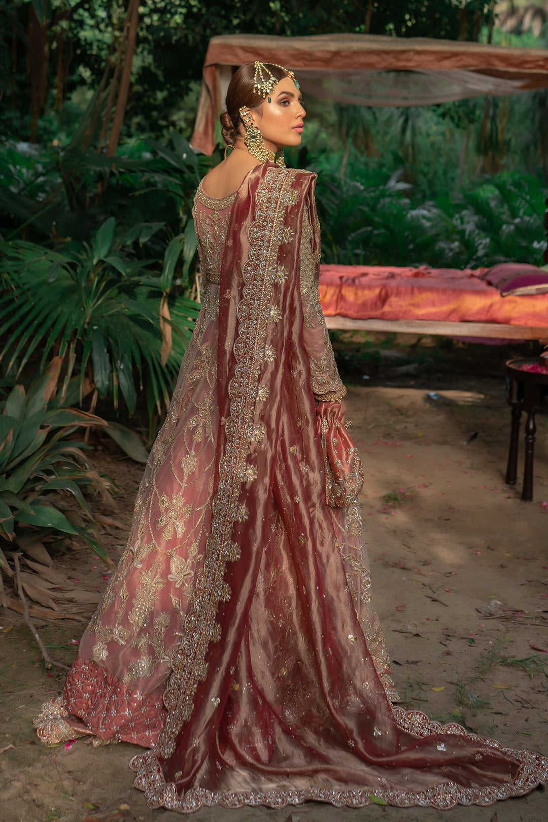 Heavy Peach Front Open Lehenga Frock Indian Bridal Wear 2022