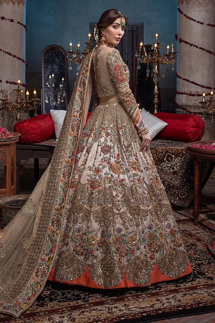 Heavy Raw Silk Ivory Lehenga Choli 