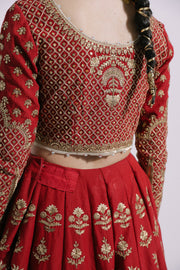 Heavy Red Golden Lehenga Choli