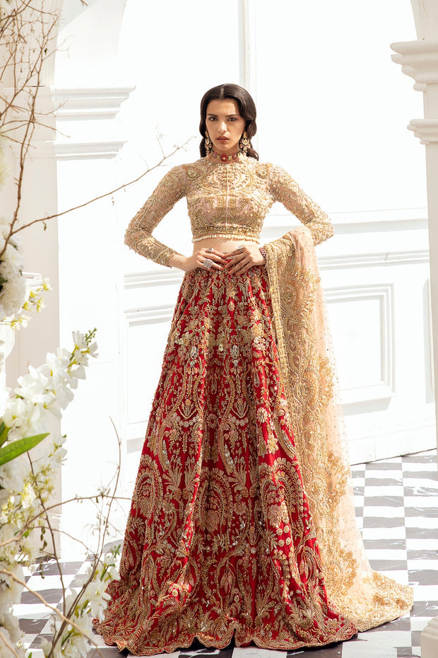 Heavy Red Golden Lehenga Choli for Indian Bridal Wear