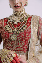 Heavy Red Golden Lehnga Choli for Indian Bridal Wear