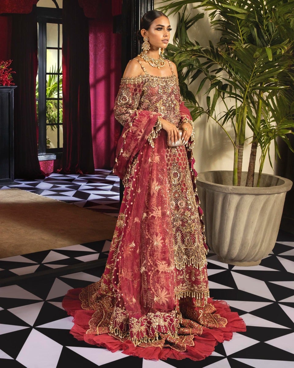 Heavy Red Indian Bridal Lehenga with Long Shirt 