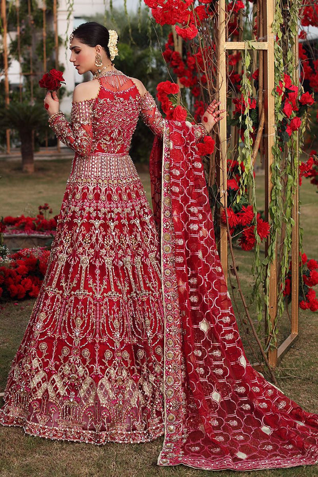 Designer Red Silver Lehenga Choli for Indian Bridal Wear Nameera by Farooq Designer Red Silver Lehenga Choli for Indian Bridal Wear Nameera by Farooq