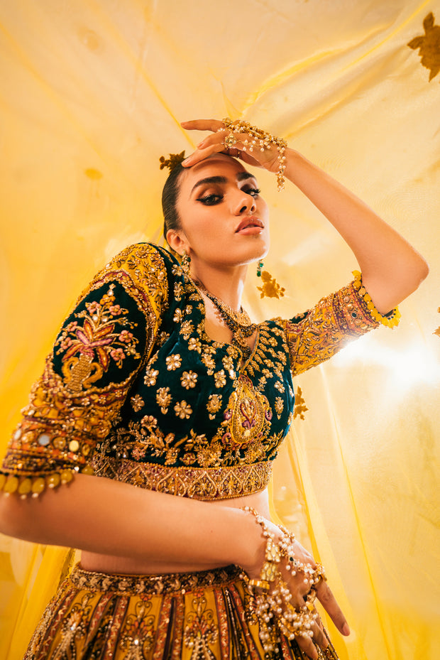 Heavy Yellow Bridal Lehenga Pakistani