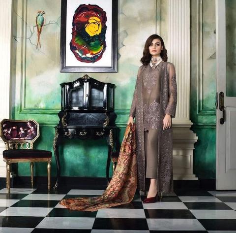 Chiffon Dress Honey Waqar | Threads Embroidery, Patches Work