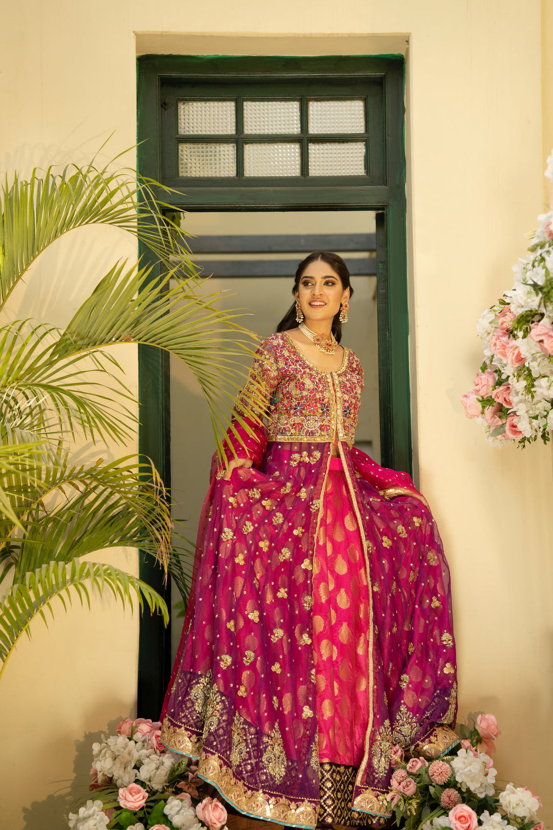 Hot Pink Pakistani Bridal Lehenga & Frock for Weddings
