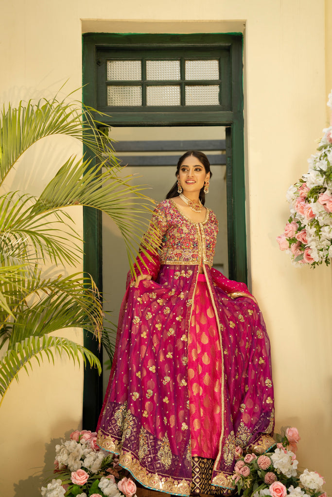 hot pink pakistani dress HOT ! Long Pakistani Dress Pic In 3g RANGREZA SAJNI Pakistani Outfits Pink Long Frock Set M S-Pink ORGANZA