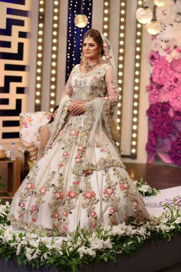 Beautifull bridal lahnga in white color Model#W 846