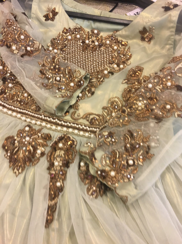 Wedding Party Maxi Pistachio Green Color Model # W886