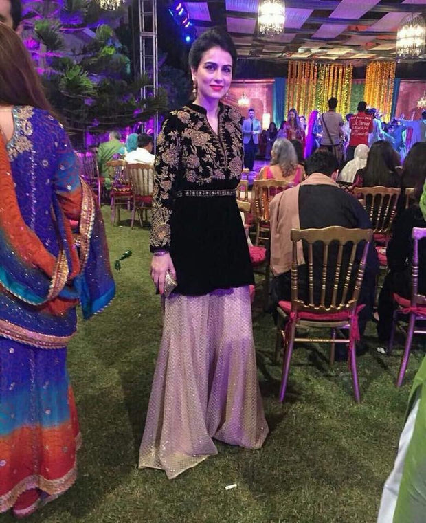 Beutifull wedding party dress in black and golden  color Model # W 889