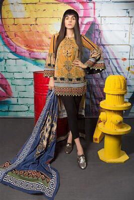 Beutifull winter dress by Maria b with woolen shawl Model # W 908