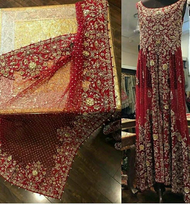 Beutifull bridal maxi in maroonish red color Model #W 1009