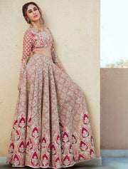 Baeutiful bridal lahnga in shoking silver pink and pinkish red color