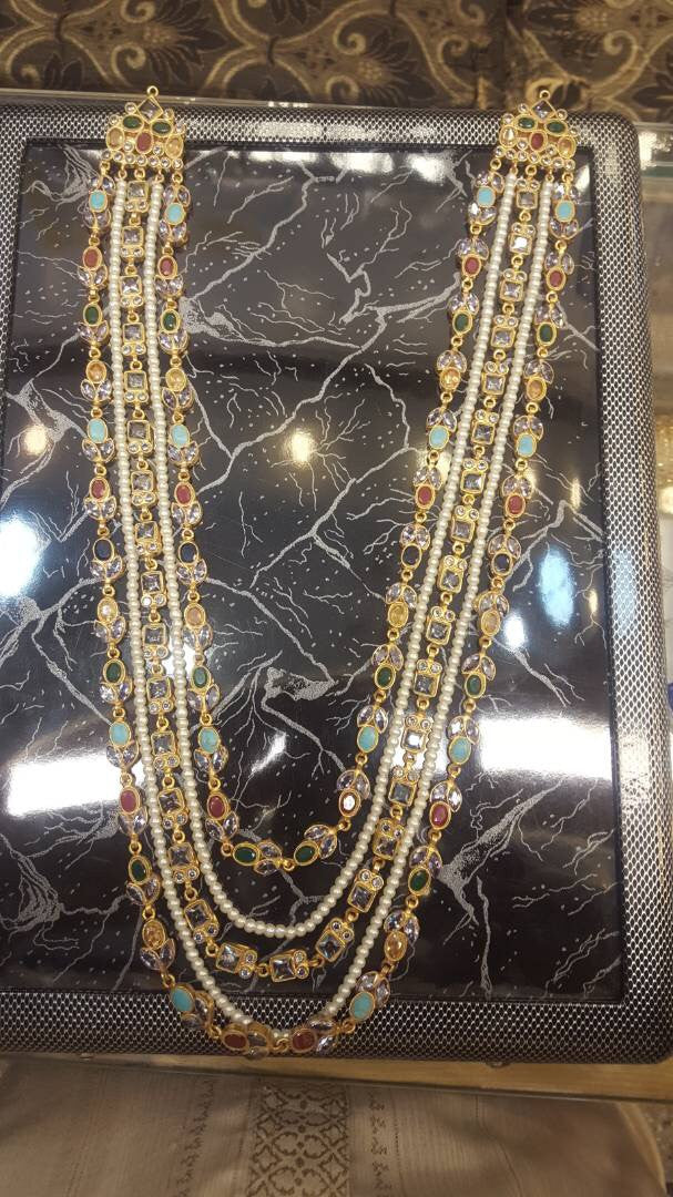 Kundan mala nackless with multi Kundan and pearls Model#Kundan 13