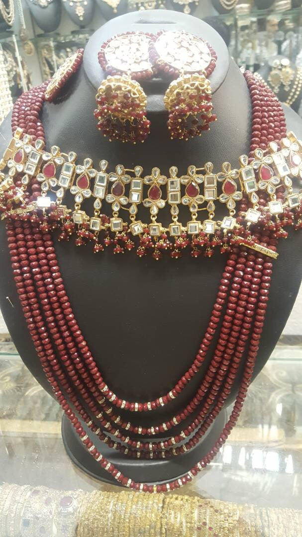 Bridal Kundan choker set with jhumka and mala Model#Kundan 15