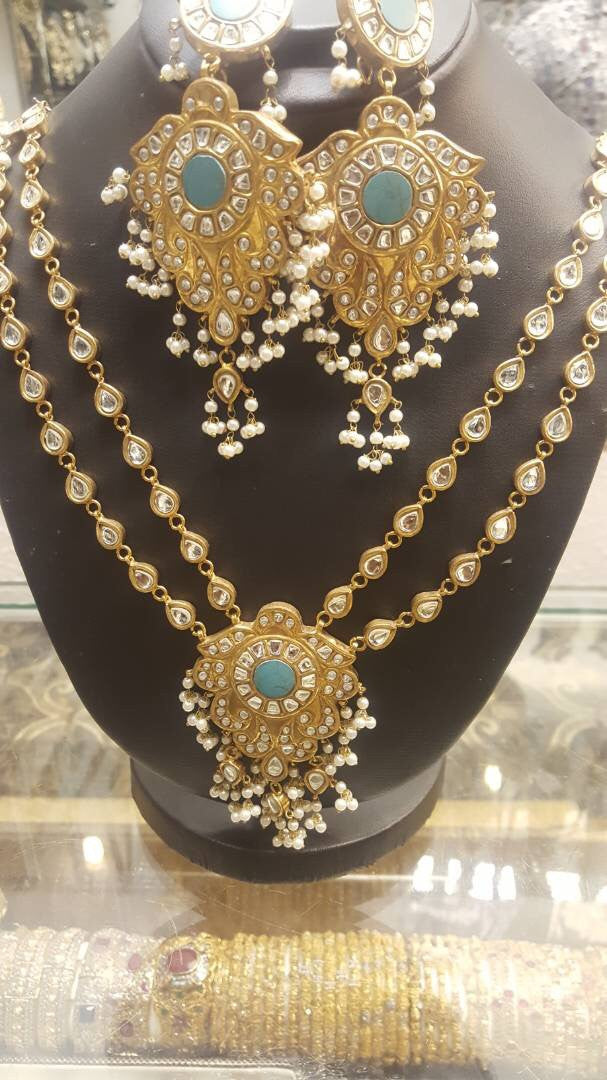 Bridal Kundan gold plated mala set with jhumka Model# Kundan 17