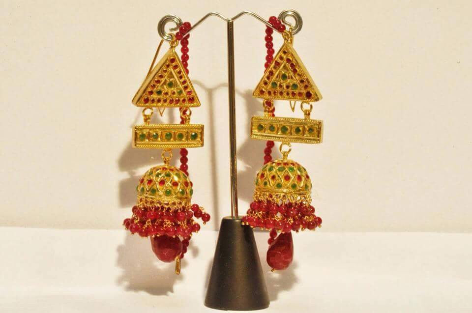 Kundan jhumka set Model#Kundan 21