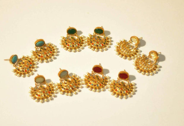 Kundan earrings in different color Model#Kundan 23